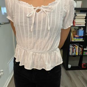 White with silver lining striped crop shirt